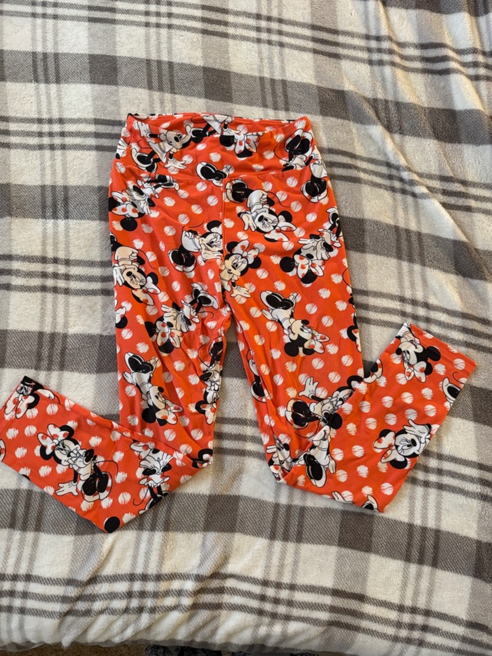 LuLaRoe Orange Minnie Mouse Polka Leggings one size